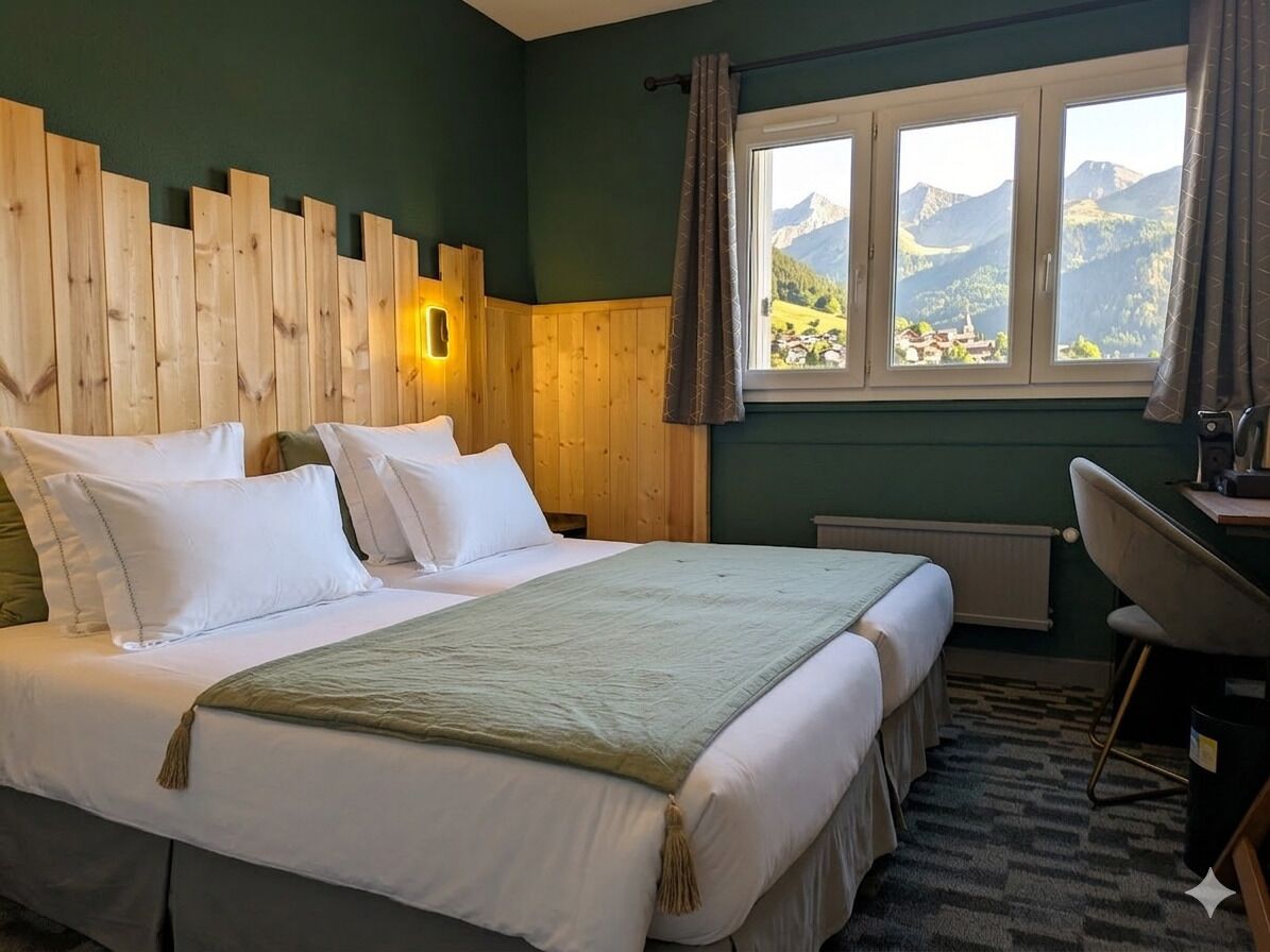 Kahden hengen standard-huone (kaksi sänkyä), vuoristonäköala | Ilmainen Wi-Fi