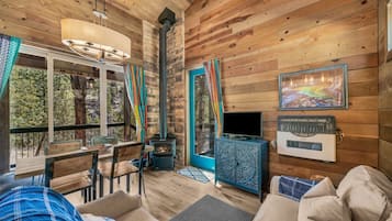 TV, DVD player, books, video library