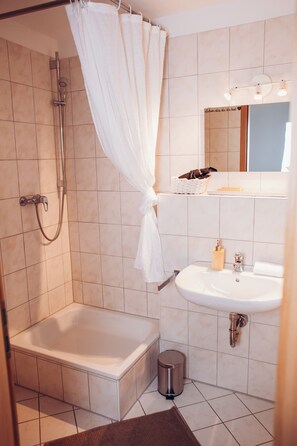 Dusche, Haartrockner, Handtücher