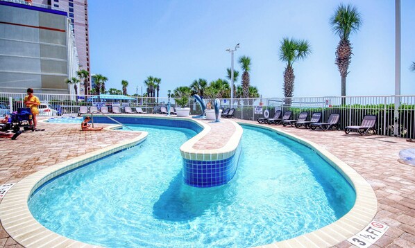 Indoor pool, outdoor pool - Beachfront Condo in Dunes Village, 2 Water Park (Myrtle Beach)