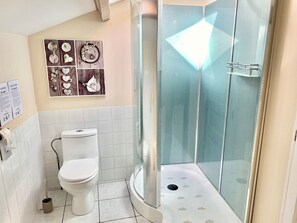 Sèche-cheveux, serviettes fournies, savon, papier toilette