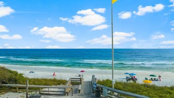 On the beach, white sand