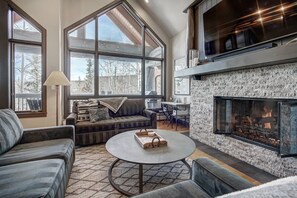 TV, fireplace, table football - Ski-In/Out 3BR Condo w/ Fireplace | Pool & Hot Tub (Avon)