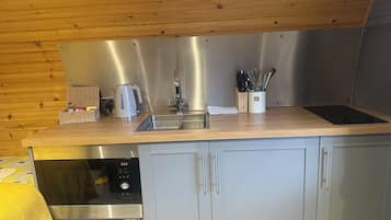 Een microgolfoven, een kookplaat