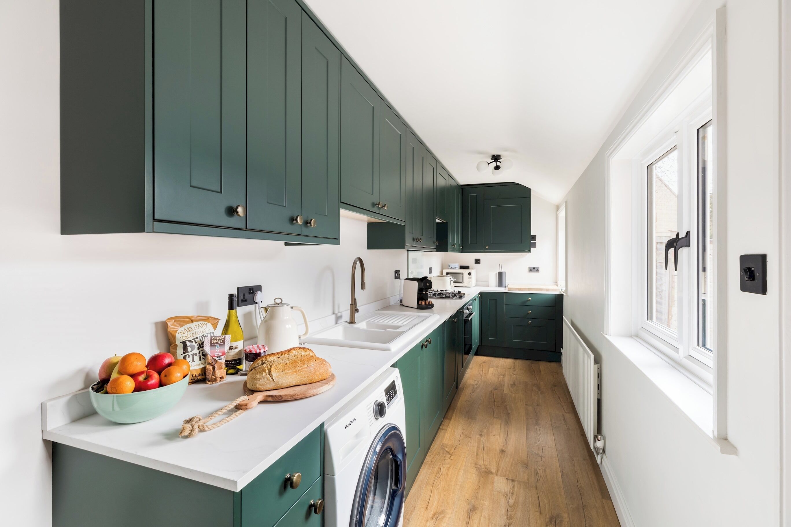 Fridge, microwave, oven, dishwasher