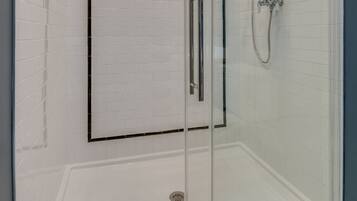 Eco-friendly toiletries, hair dryer, towels