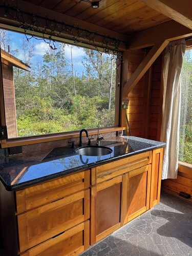 Glam camping in a private artistic solar eco-cabin