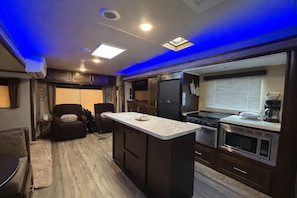 Fridge, microwave, coffee/tea maker