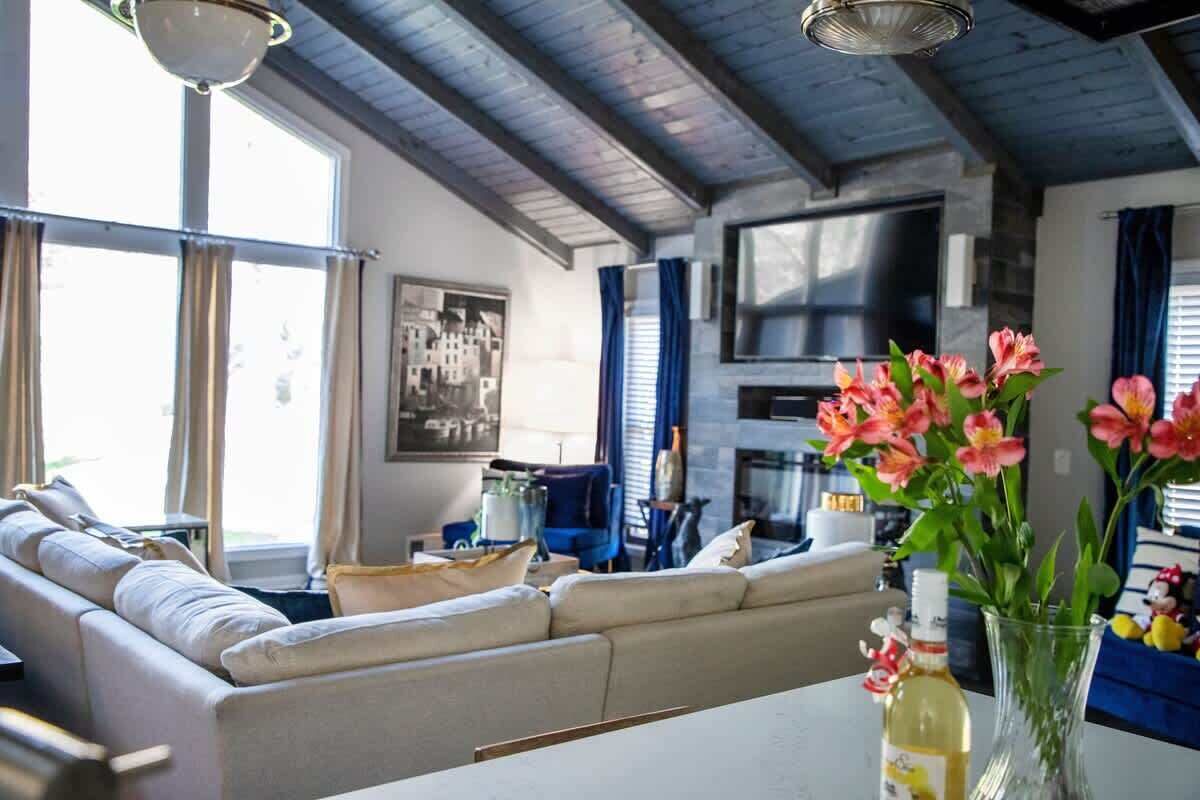 TV, caminetto, studio