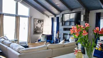 TV, caminetto, studio