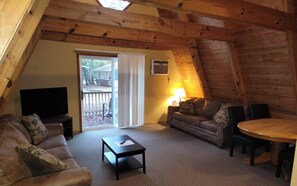 TV - One of our three large two bedroom “A” frame cabins at the Bar M Resort on Table Rock Lake (Branson)
