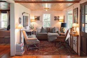 TV, fireplace - Unplug Under the Stars at the Perch, located in Cashiers, NC (Cullowhee)