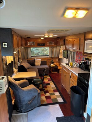 Fireplace - PRIVATE BEACH on a beautiful, small, spring-fed lake. AMAZING VIEWS & SUNSETS! (James River Bridge)