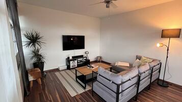 Televisie, boeken en een computerscherm