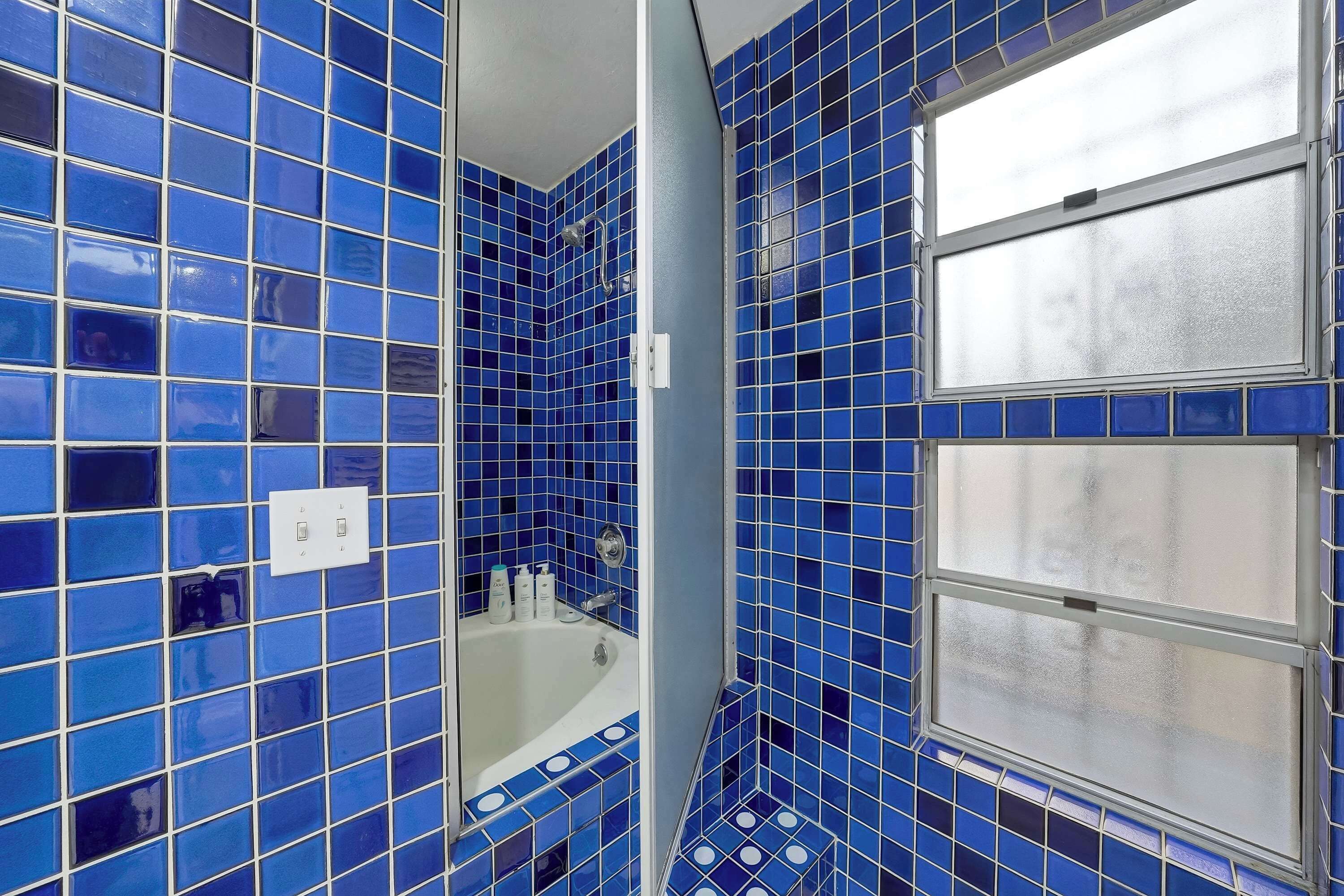 Een douche, een haardroger, handdoeken, shampoo