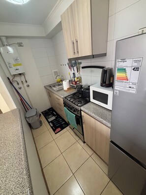 Fridge, microwave, oven, electric kettle - Explore the center 2D2B+Kitchen+Parking (Concepción)
