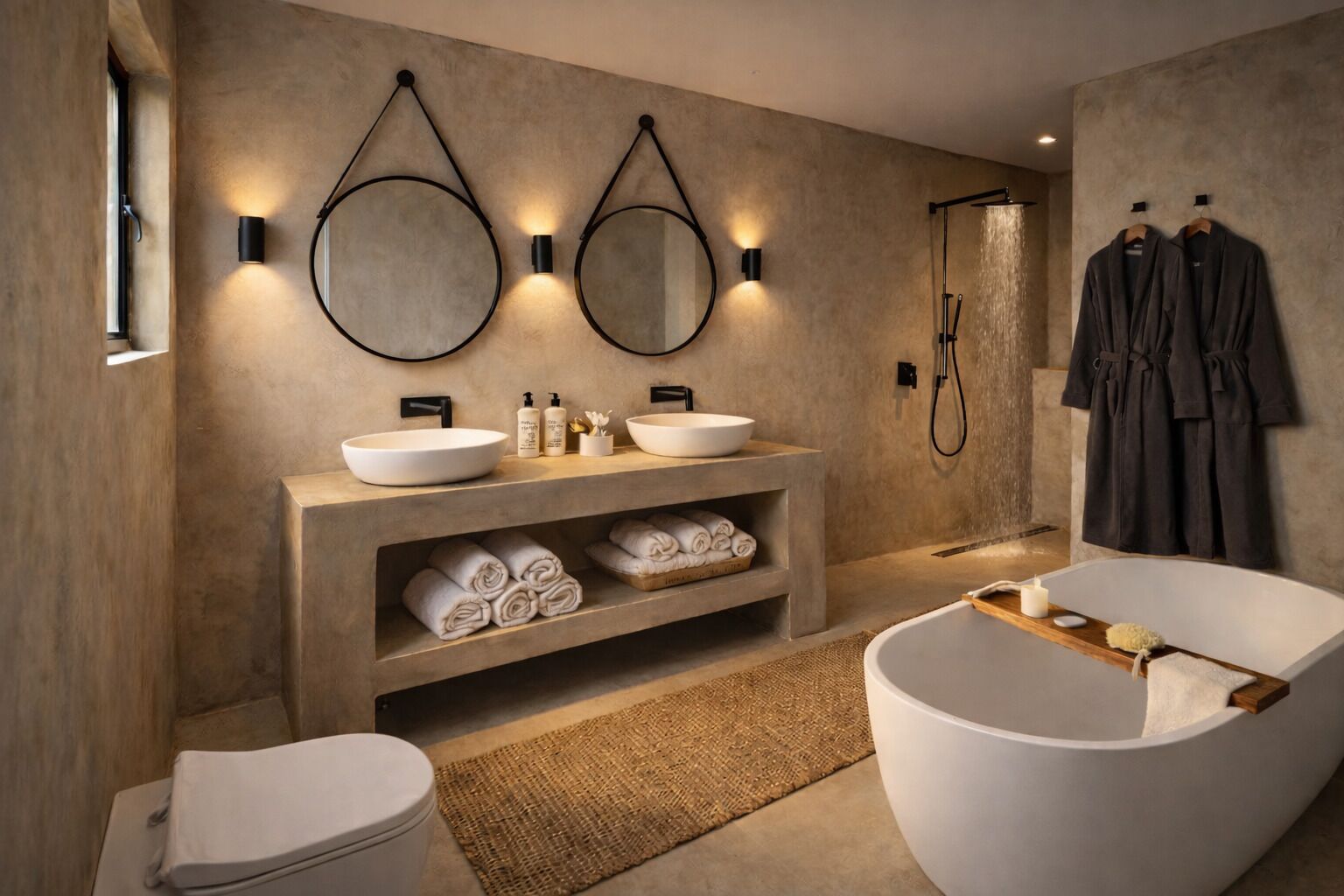Shower, eco-friendly toiletries, hair dryer, towels