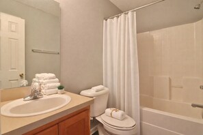 Shower, hair dryer, towels, soap - Near NAS JAX & Major Highways | Full Kitchen, Parking, Work Ready (Jacksonville)