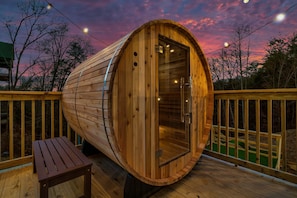 Terrace/patio - Family Cabin with Fire Pit, Sauna & Mini Golf! (Sevierville)