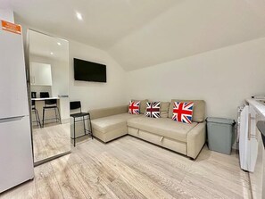 Living area - Station-side Top-floor Studio (London)