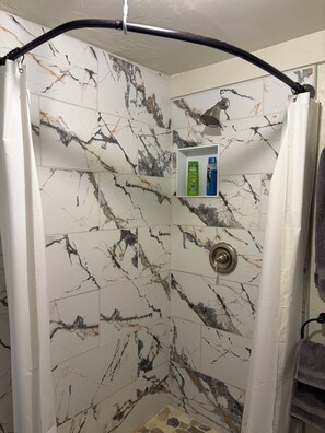 Shower, hair dryer, towels, soap - Large, well equipped Studio with Queen Bed and new bathroom. (Tucson)