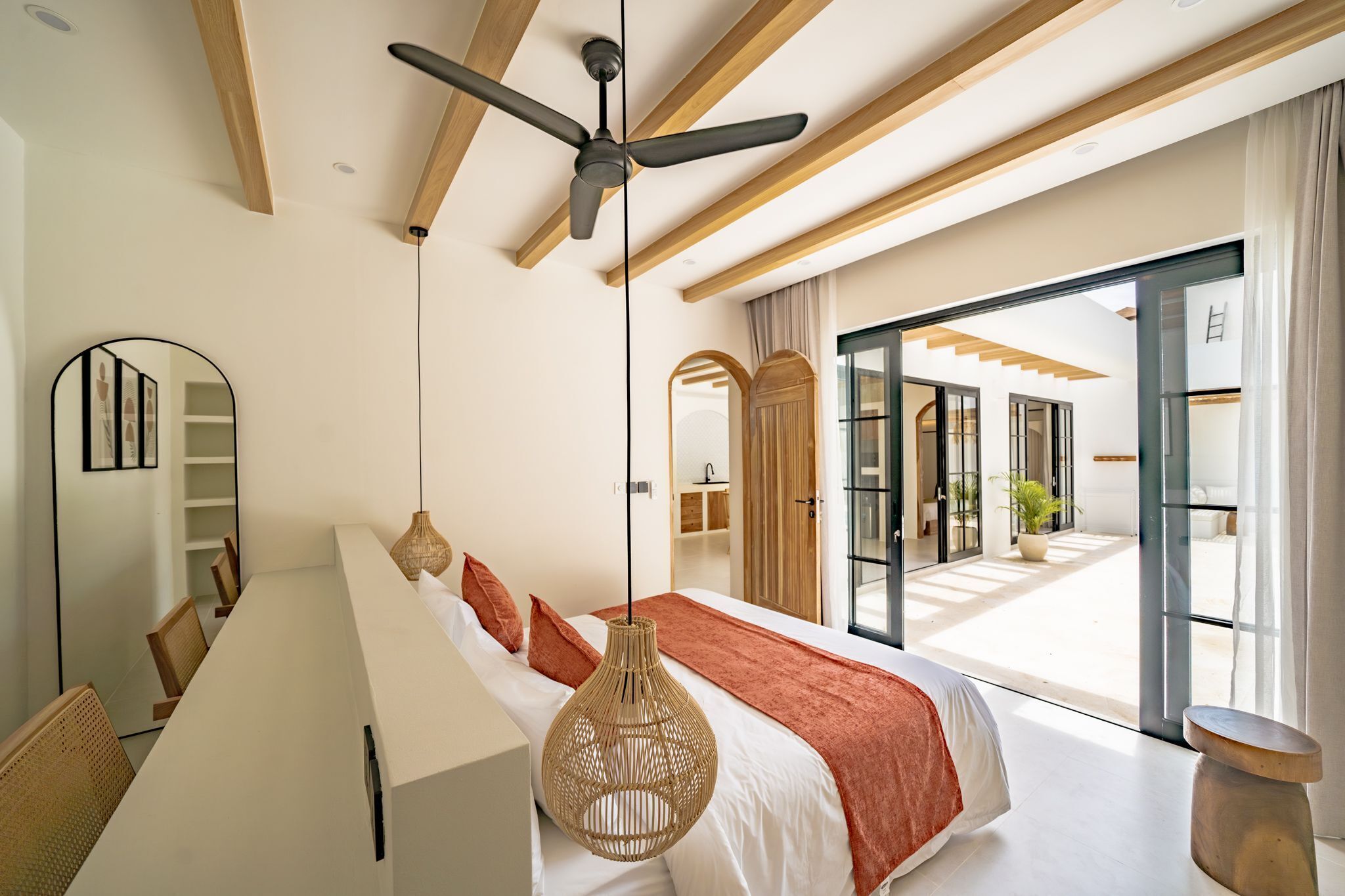 Vila luxo, 2 quartos, varanda, vista para a piscina | Roupas de cama de algodão egípcio, roupas de cama premium