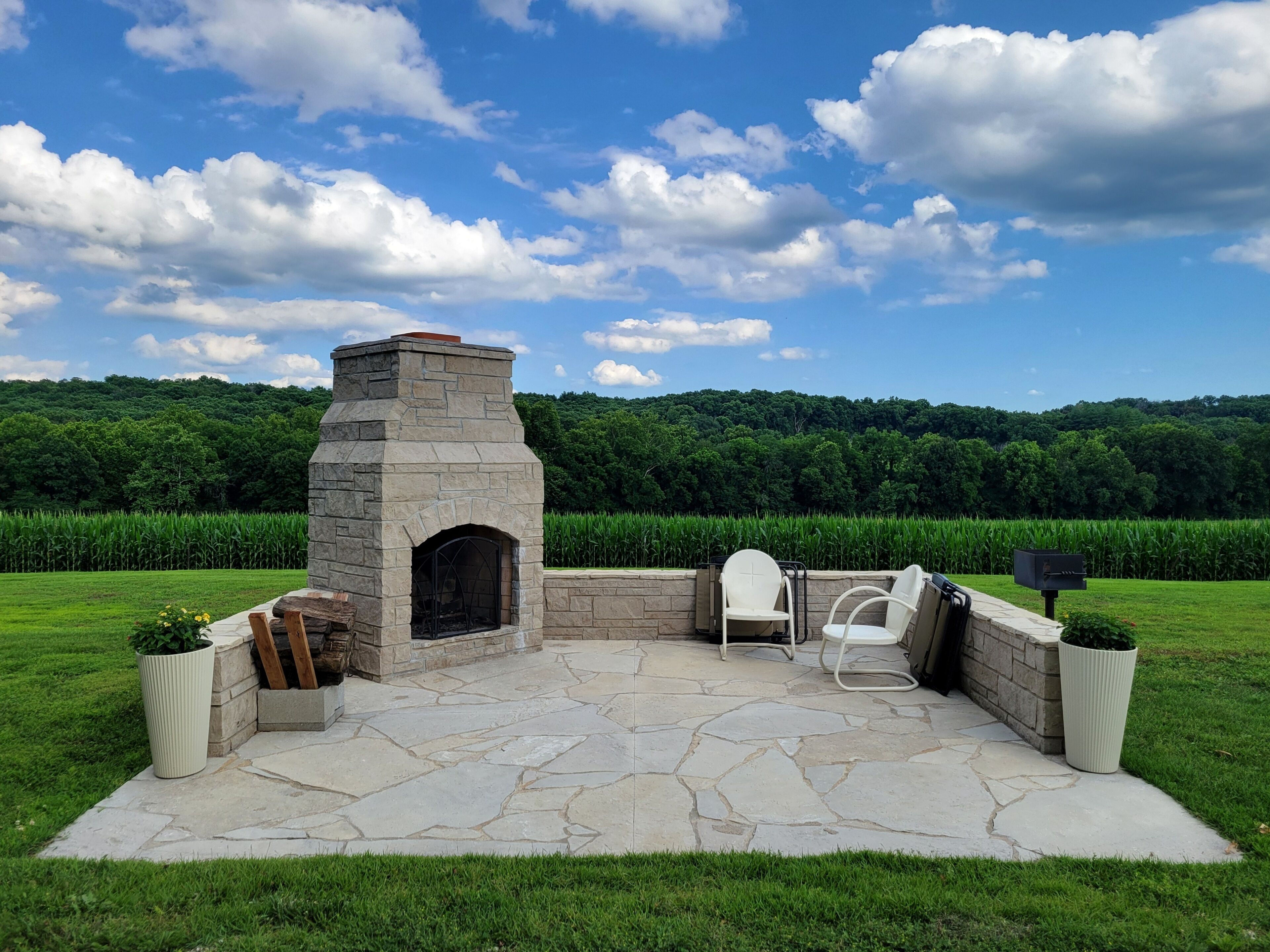Gather around the outdoor fireplace for a cookout and s'mores.