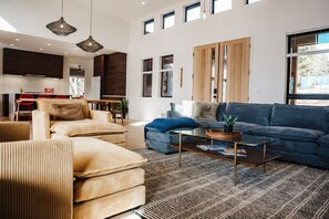 Televisión, chimenea, libros