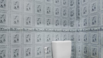 Douche, articles de toilette gratuits, bidet, serviettes fournies