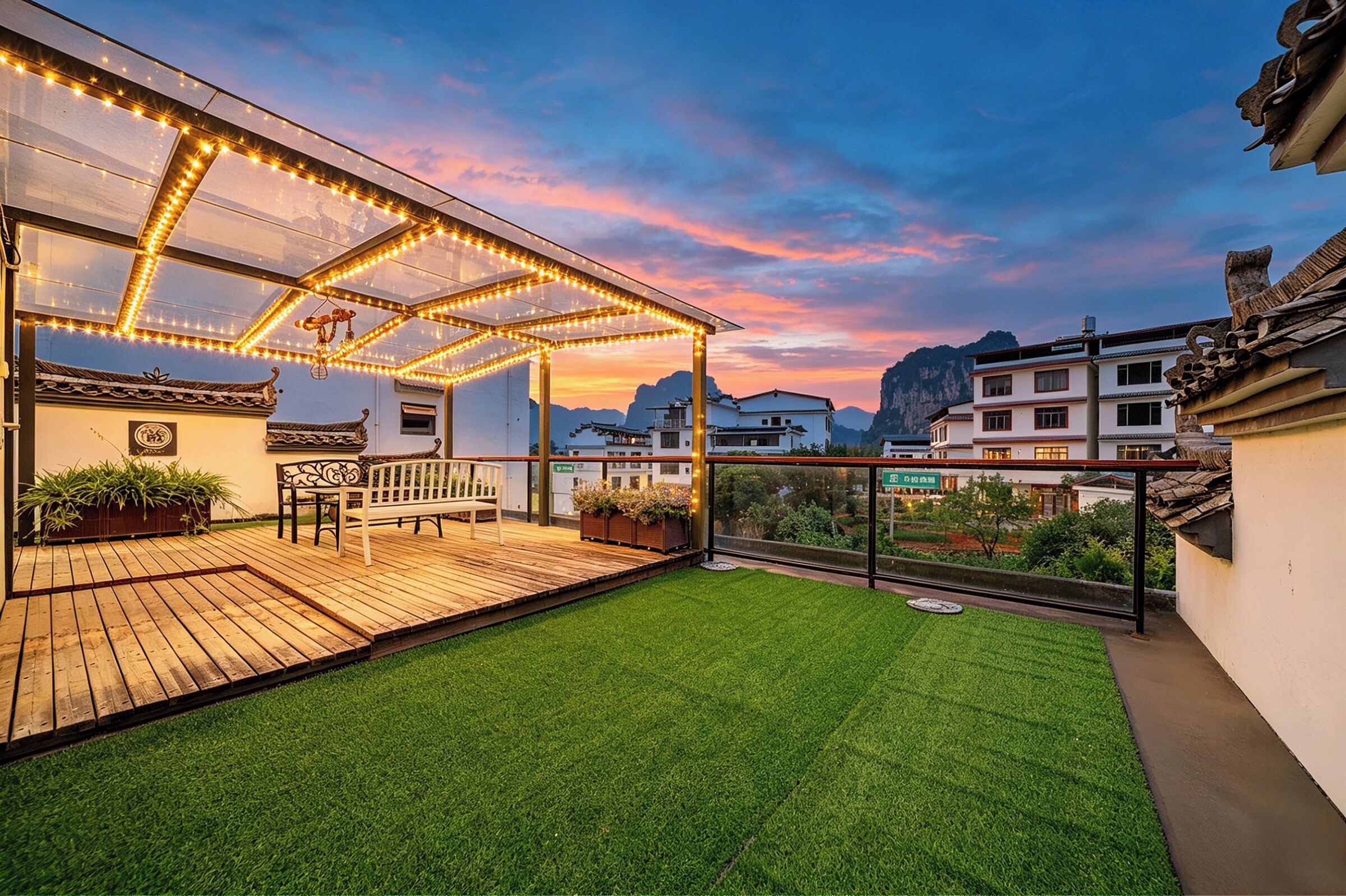 Luxe suite, uitzicht op bergen | Terras