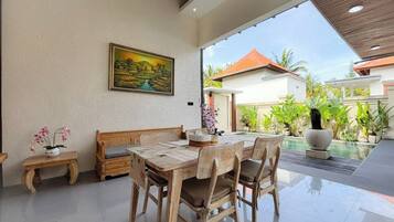 Luxury Villa, 2 Bedrooms, Kitchenette, Pool View | Outdoor dining