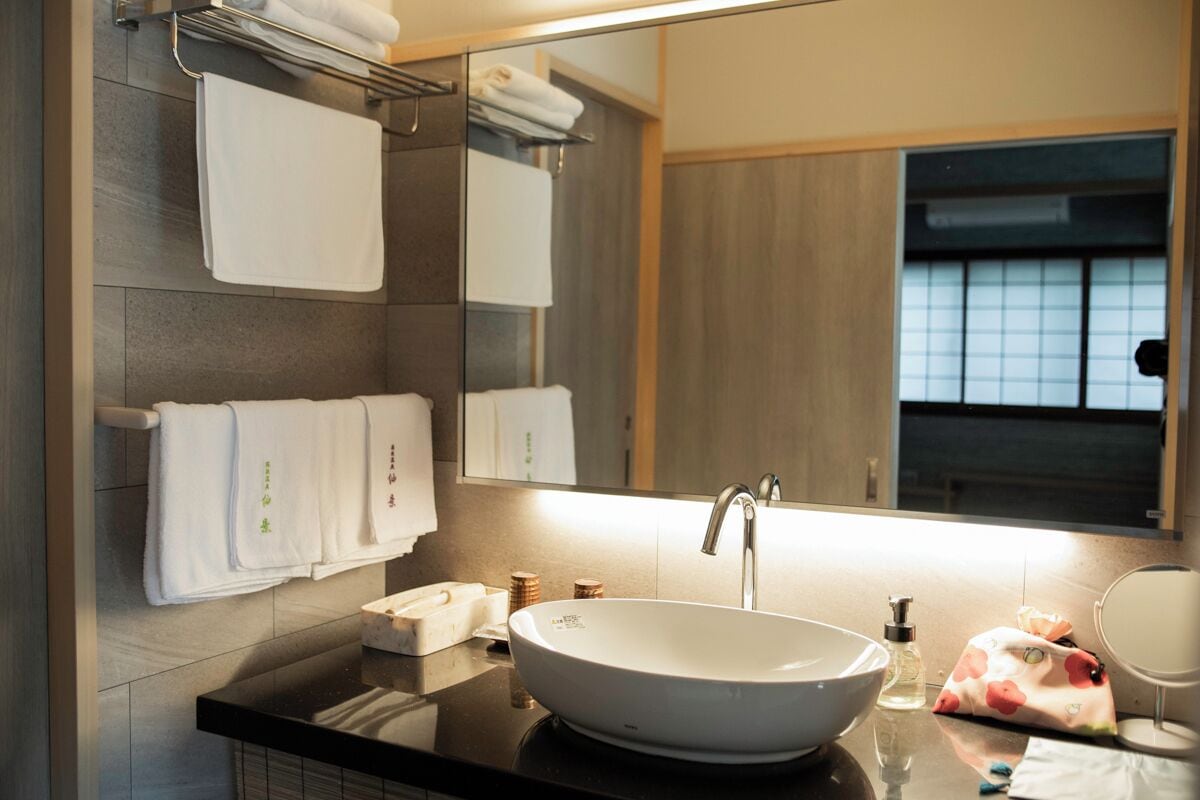 日式套房, 非吸煙房, 山景 (Two-roomed 46 sqm, Hotspring Airbath) | 浴室 | 獨立浴缸及淋浴設備、免費梳洗用品、風筒、提供毛巾