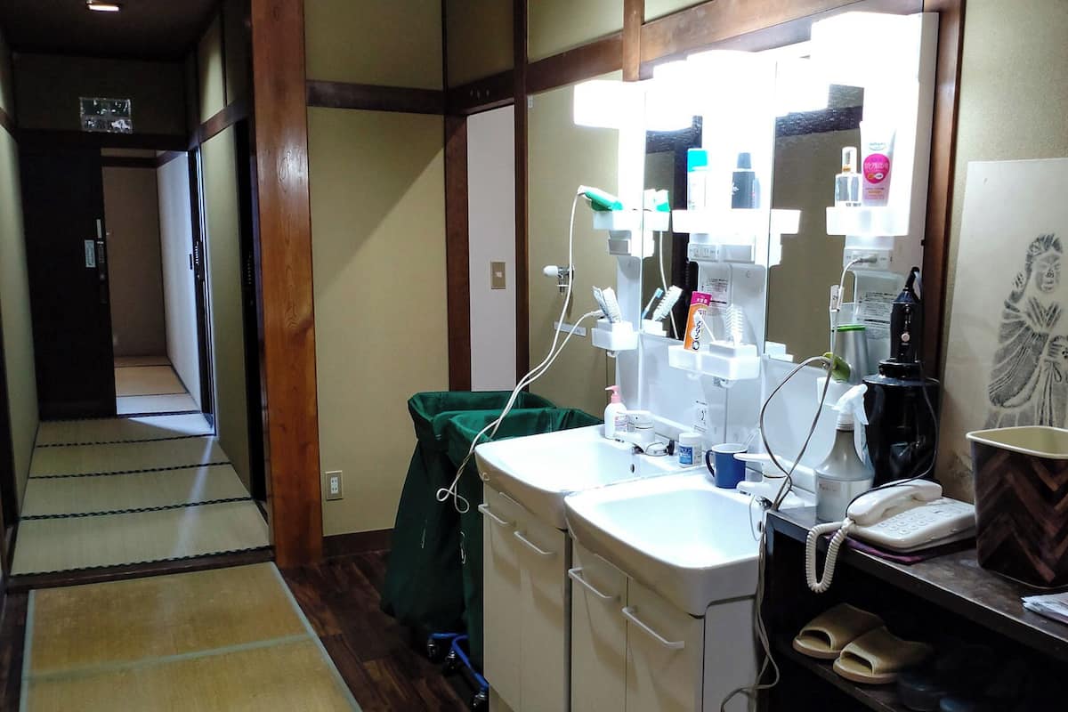 Hair dryer, soap, shampoo