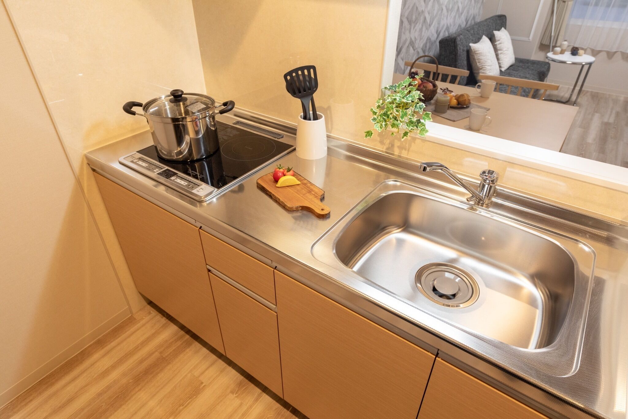 Mini-fridge, microwave, stovetop