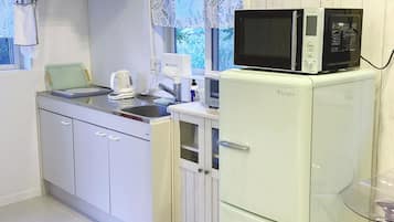 Mini-fridge, microwave