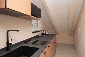 Kühlschrank, Mikrowelle, Herdplatte, Geschirrspüler