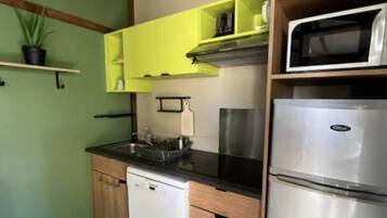 Frigorífico, microondas, placa de cocina y lavavajillas