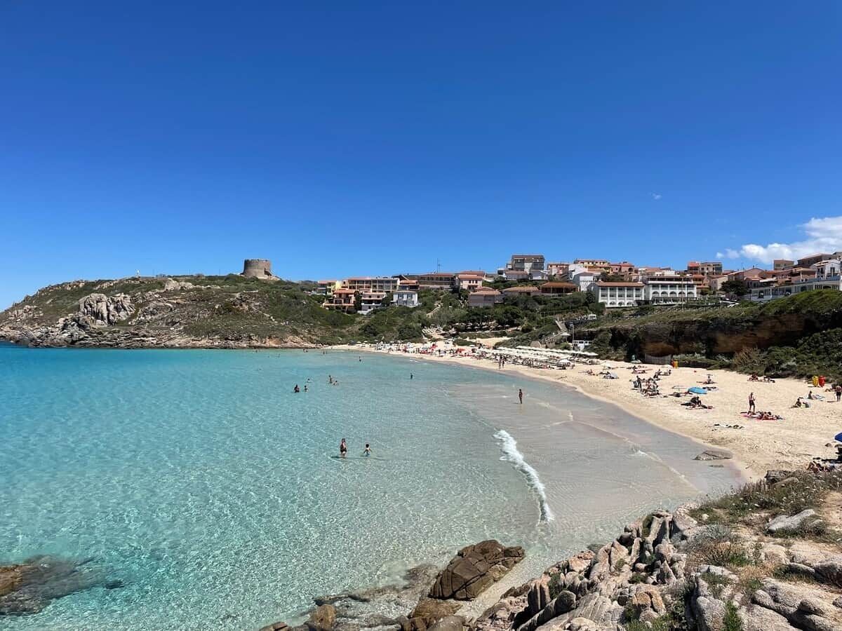 On the beach, sun loungers