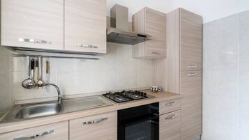 Fridge, oven, stovetop, cookware/dishes/utensils