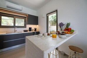Villa, Patio, Sea View | Private kitchen - Morea Club West House (Kalamata)