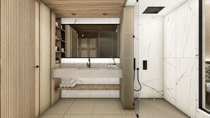 Shower, rainfall showerhead, free toiletries, hair dryer - Serenade Caribe Club Family Beach Resort (Punta Cana)