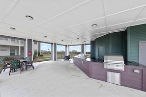 Outdoor dining - Beachside Townhome | Pool, Gulf Views & Beach Path (Corpus Christi)