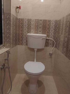 Dusj, boblebad, håndklær og såpe