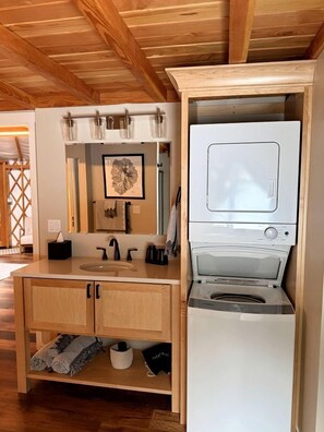 Bathroom - Luxurious Creekside Yurt with Stargazing Dome & Firepit near Carson, Washington (Carson)