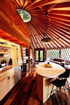 Interior - Scenic Woodland Yurt with Stargazing Dome & Firepit near Carson, Washington (Carson)