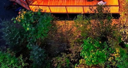 Modern Luxury Yurt with Firepit Table & Skylit Dome near Carson, Washington