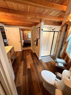Bathroom - Modern Luxury Yurt with Firepit Table & Skylit Dome near Carson, Washington (Carson)
