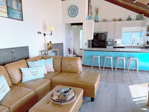 Smart TV, fireplace, foosball, table tennis