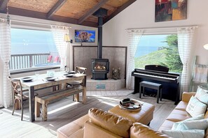 Smart TV, fireplace, foosball, table tennis