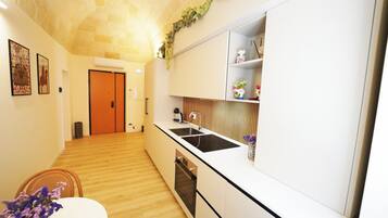 Mini-Kühlschrank, Herdplatte, Kochgeschirr/Geschirr/Besteck